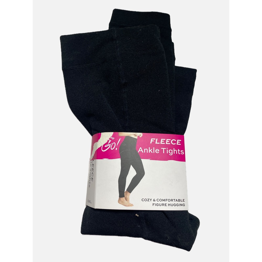 On the Go! Fleece Ankle Tights Womens Large Black Cozy Warm Winter Leggings